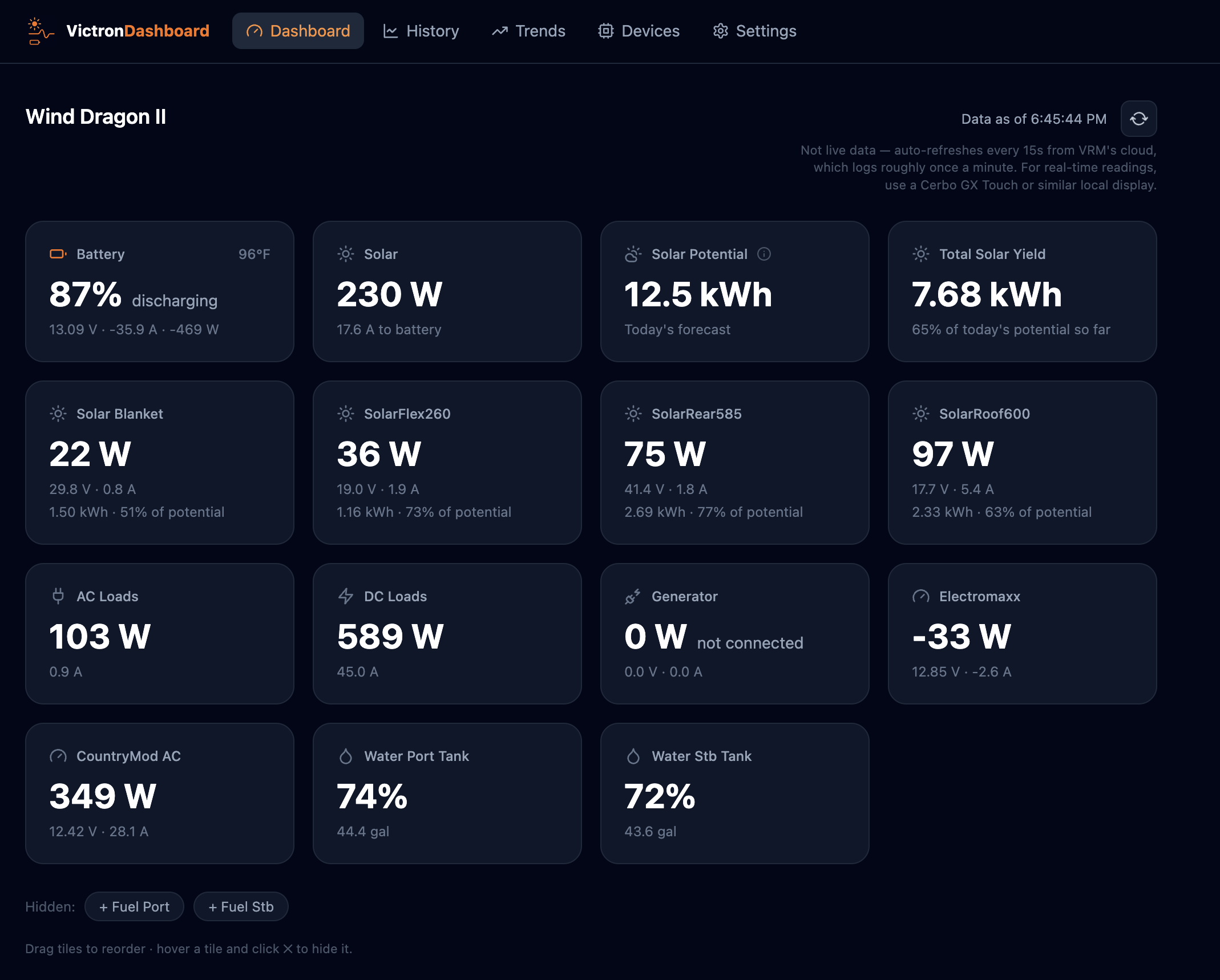 VictronDashboard App Screenshot